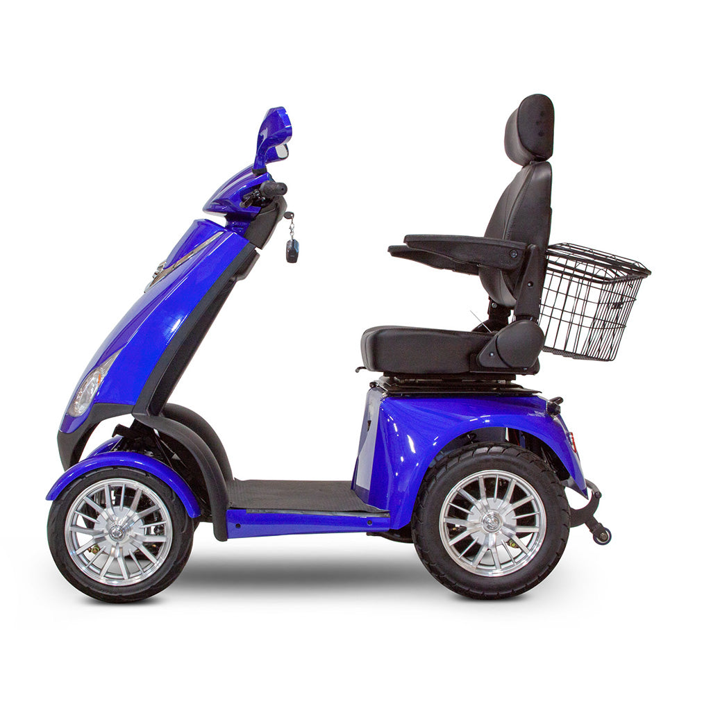 E-Wheels EW-72 48V 700W 4-Wheel Mobility Scooter-blue-side view