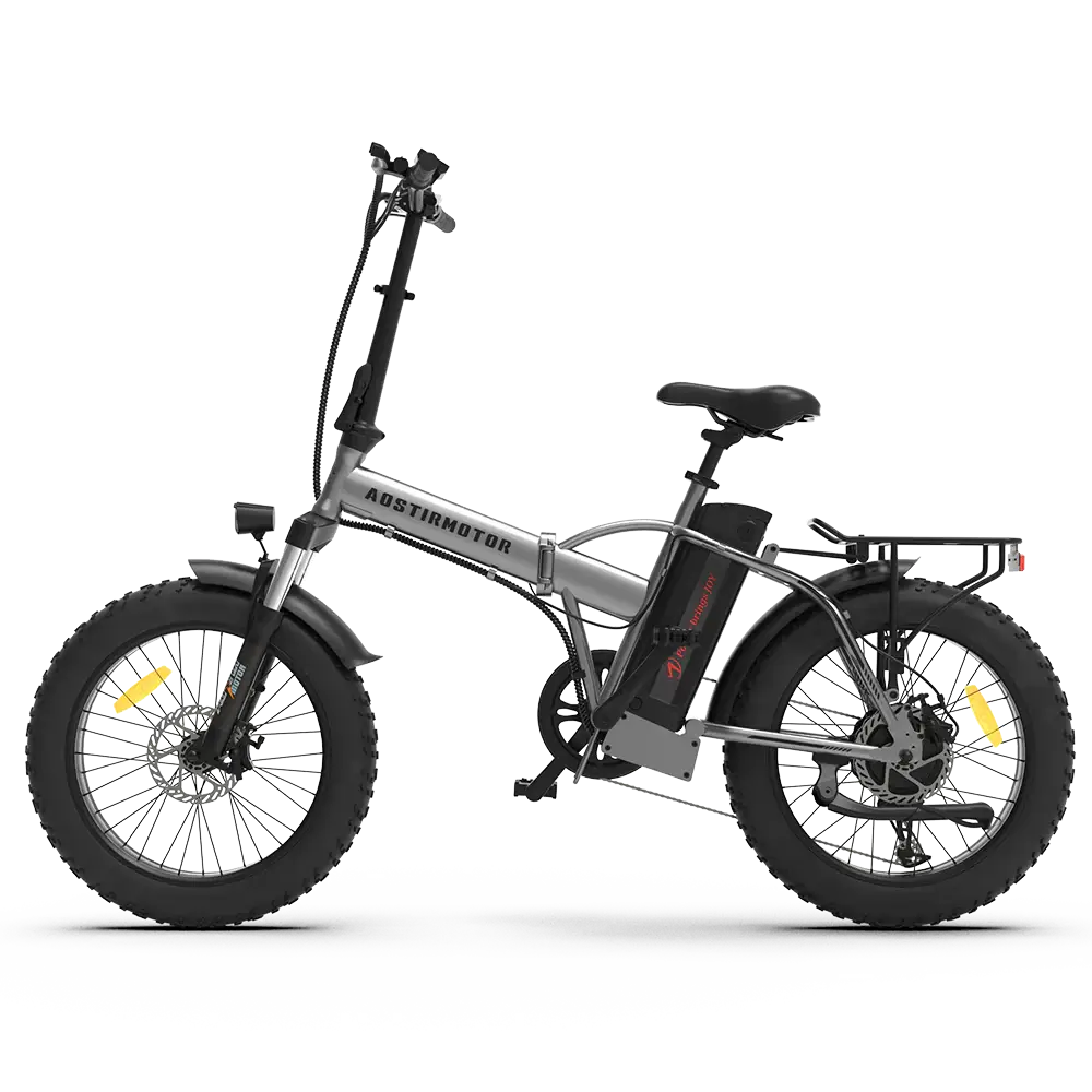 Electric bike with fat tires on a white background Aostirmotor A30 Folding Fat Tire 750W 48V Electric Bike