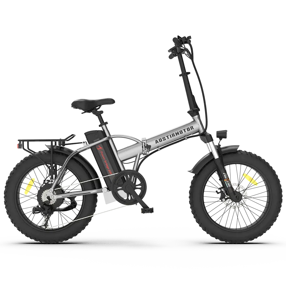 Aostirmotor A30 Folding Fat Tire 750W 48V Electric Bike Silver Black