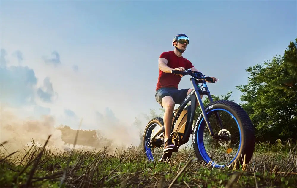 Ecotric Bison All Terrain Fat Tire 48V 1000W Electric Mountain Bike Matt Black Grass