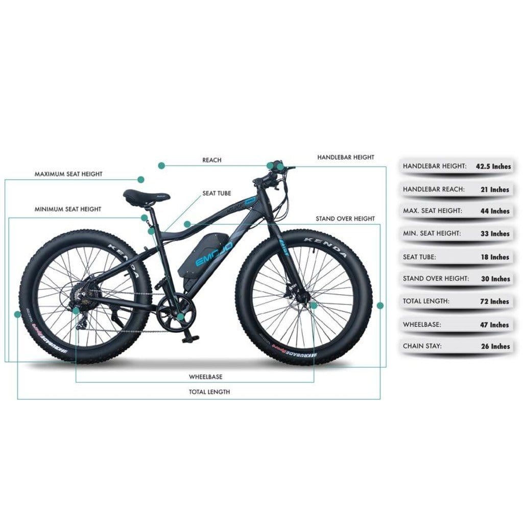 Emojo Wildcat Pro 750W/ 48V/ Mountain Electric Bike Measurements
