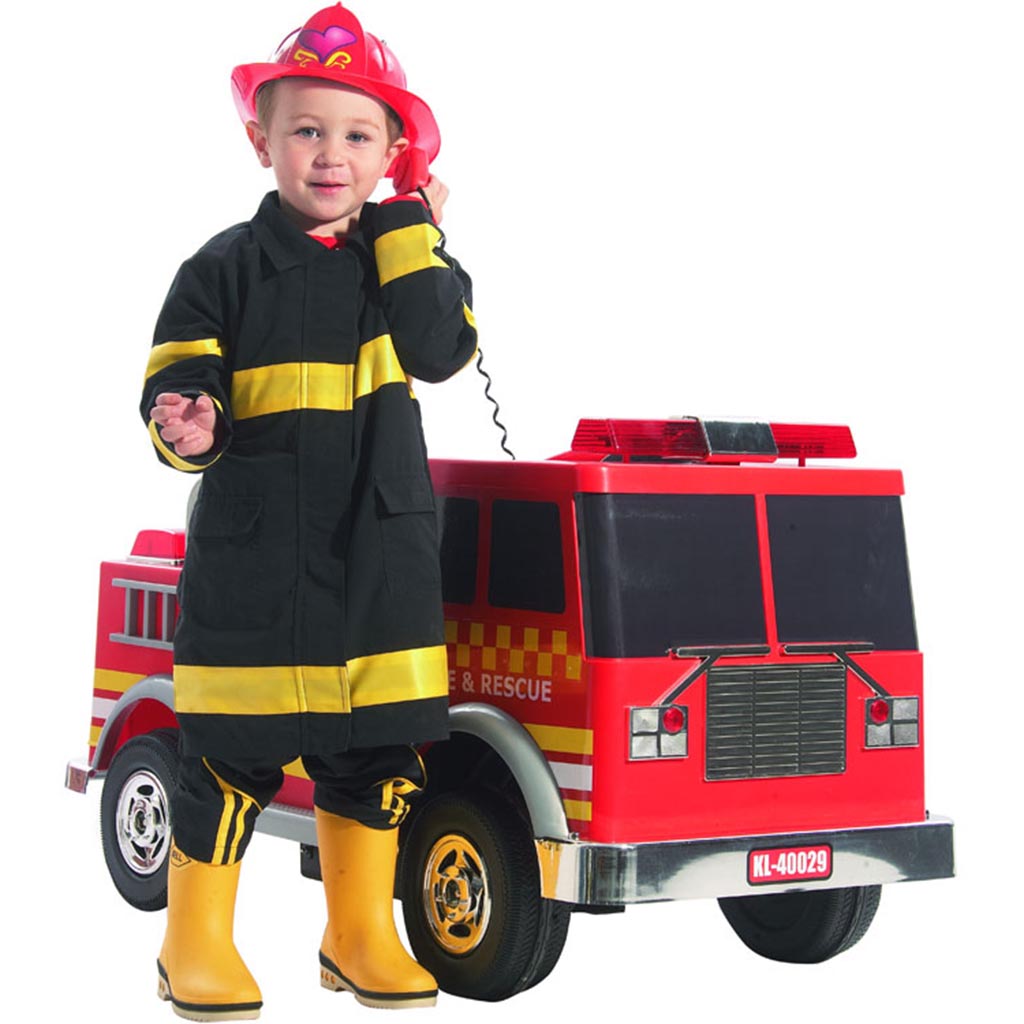 MotoTec Kalee 12V Red Kids Plastic Ride On Fire Truck