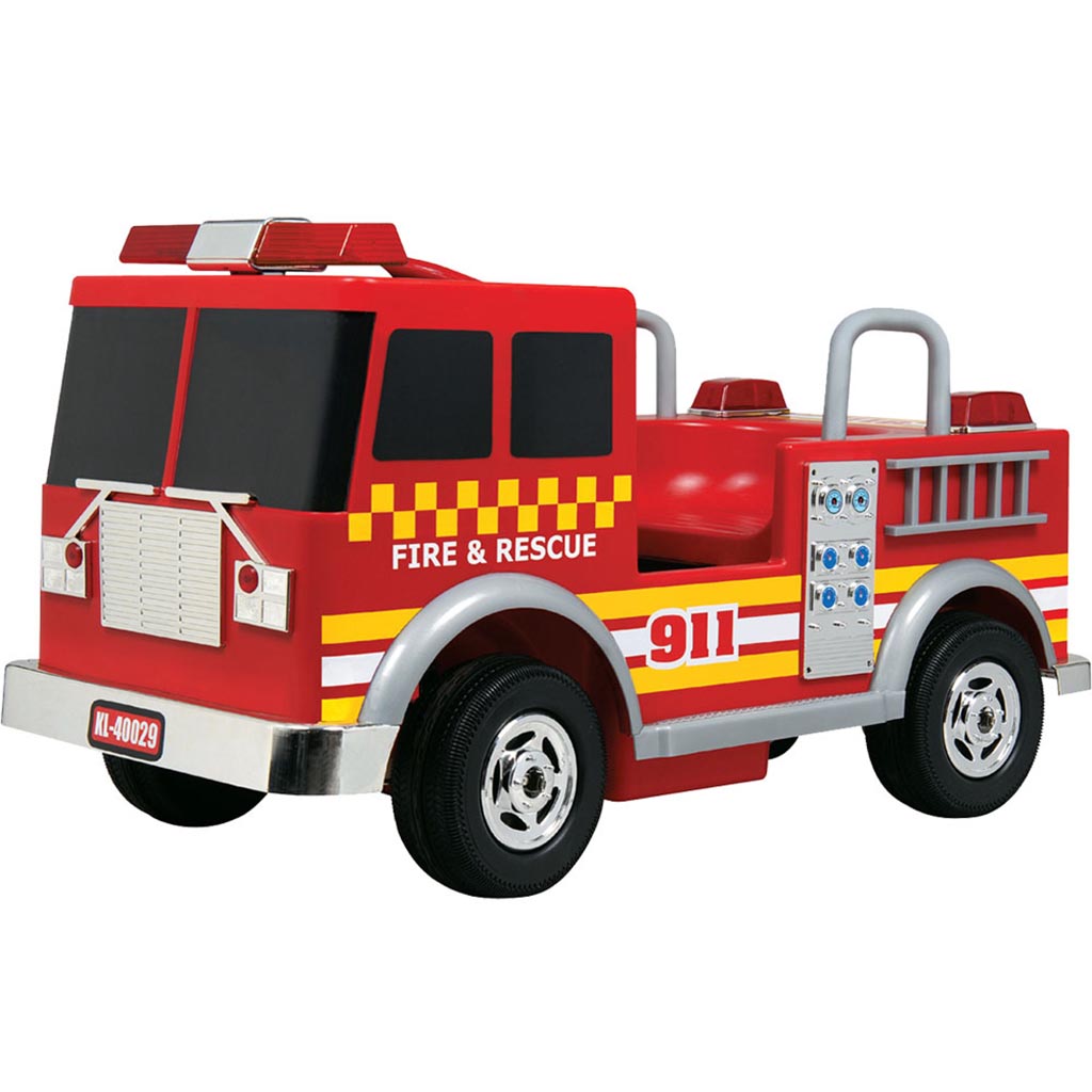 MotoTec Kalee 12V Red Kids Plastic Ride On Fire Truck