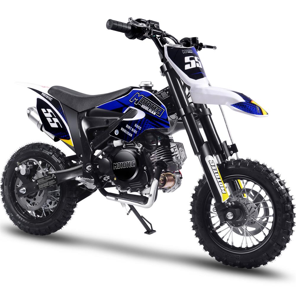MotoTec Hooligan 60cc 2.41HP Blue 4 Stroke Gas Powered Dirt Bike