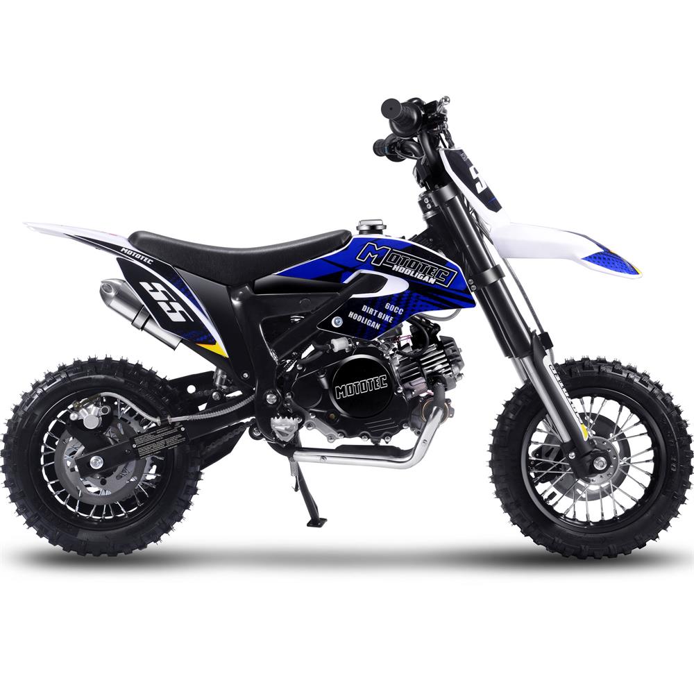 MotoTec Hooligan 60cc 2.41HP Blue 4 Stroke Gas Powered Dirt Bike