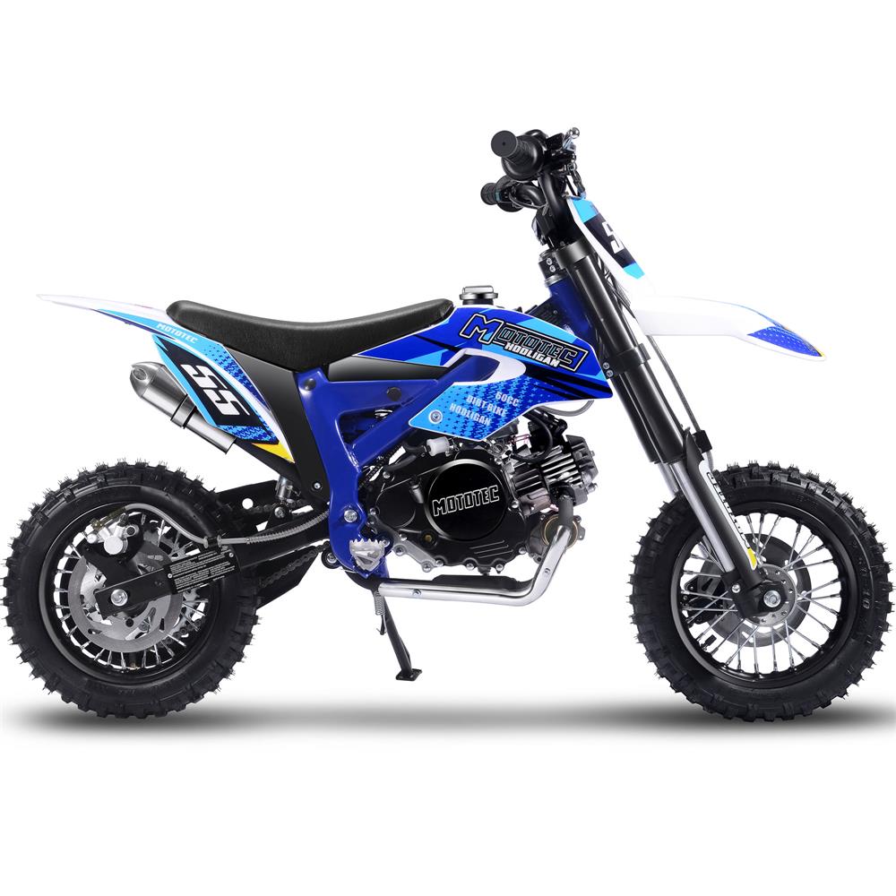 MotoTec Hooligan 60cc 2.41HP Blue 4 Stroke Gas Powered Dirt Bike