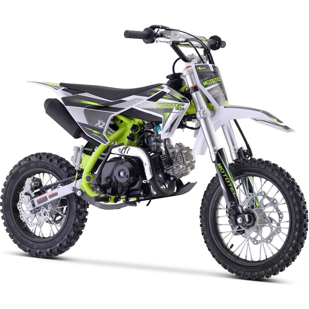 MotoTec X2 110cc 6.7HP 4 Stroke Green Gas Powered Dirt Bike