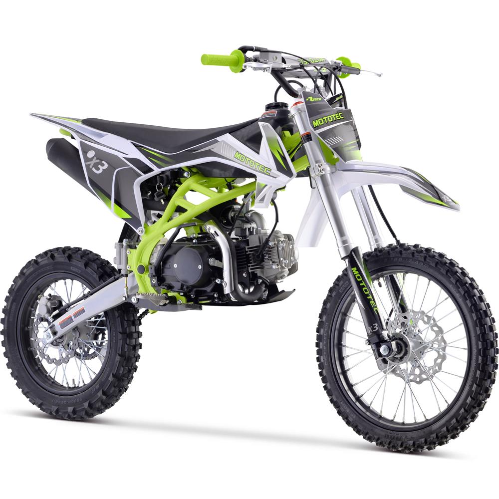 MotoTec X3 125cc 8.3HP 4 Stroke Green Gas Powered Dirt Bike
