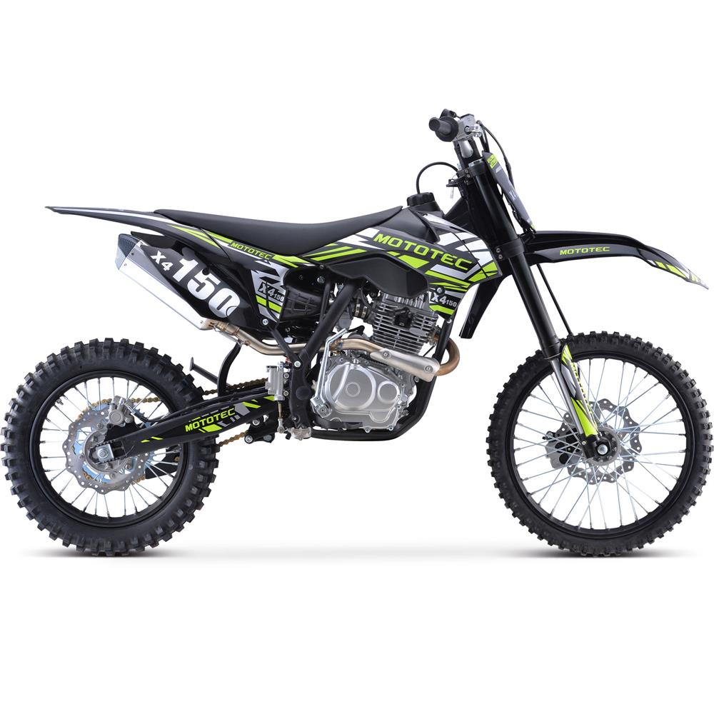 MotoTec X4 150cc 8.6HP 4 Stroke Black Gas Powered Dirt Bike