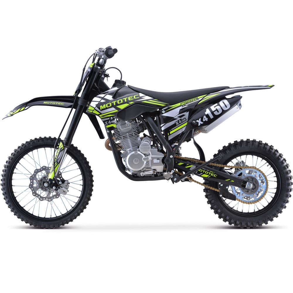MotoTec X4 150cc 8.6HP 4 Stroke Black Gas Powered Dirt Bike