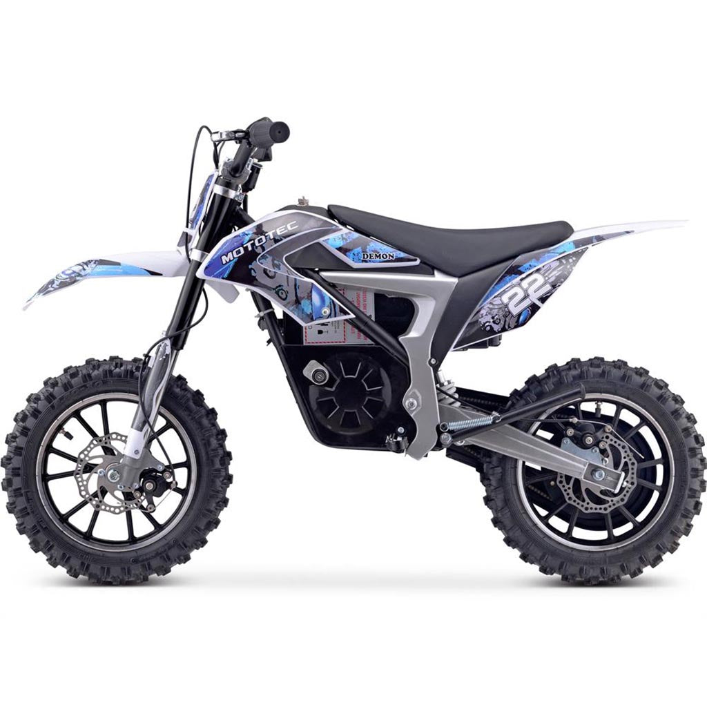 MotoTec 36v 500w Demon Electric Dirt Bike Lithium BLUE