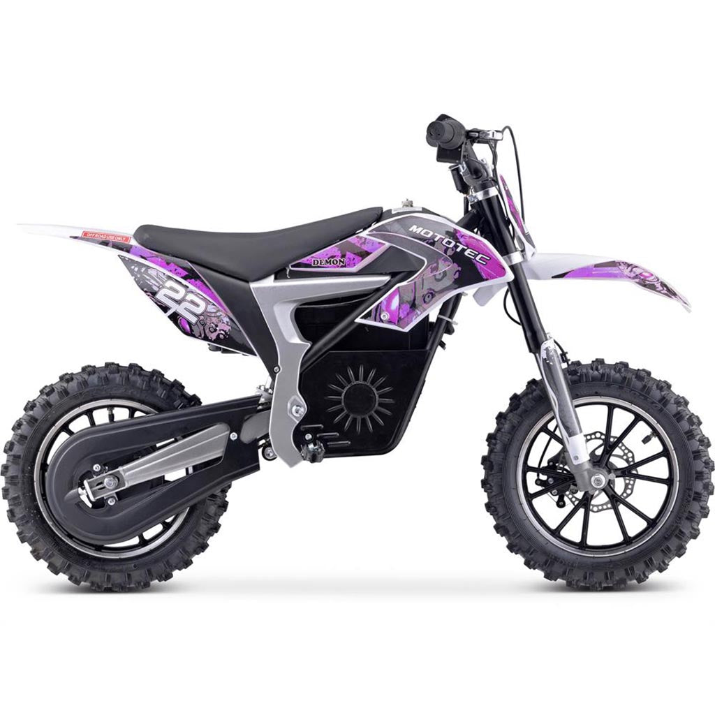 MotoTec 36v 500w Demon Electric Dirt Bike Lithium Purple