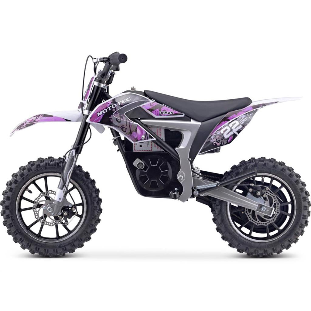 MotoTec 36v 500w Demon Electric Dirt Bike Lithium Purple