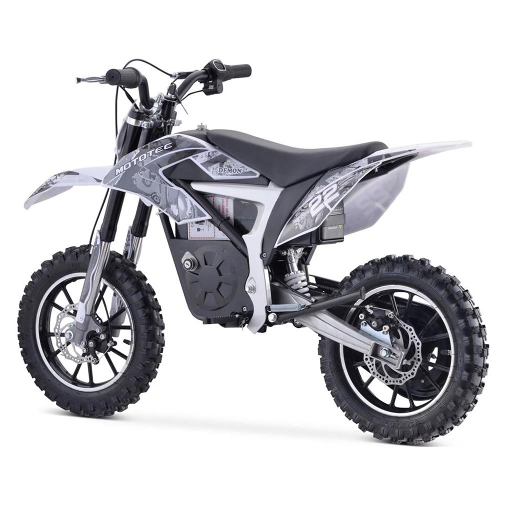MotoTec 36v 500w Demon Electric Dirt Bike Lithium White