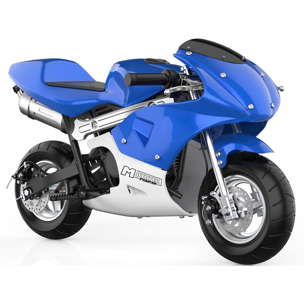 MotoTec Phantom 49cc 2 Stroke Blue Gas Powered Pocket Bike
