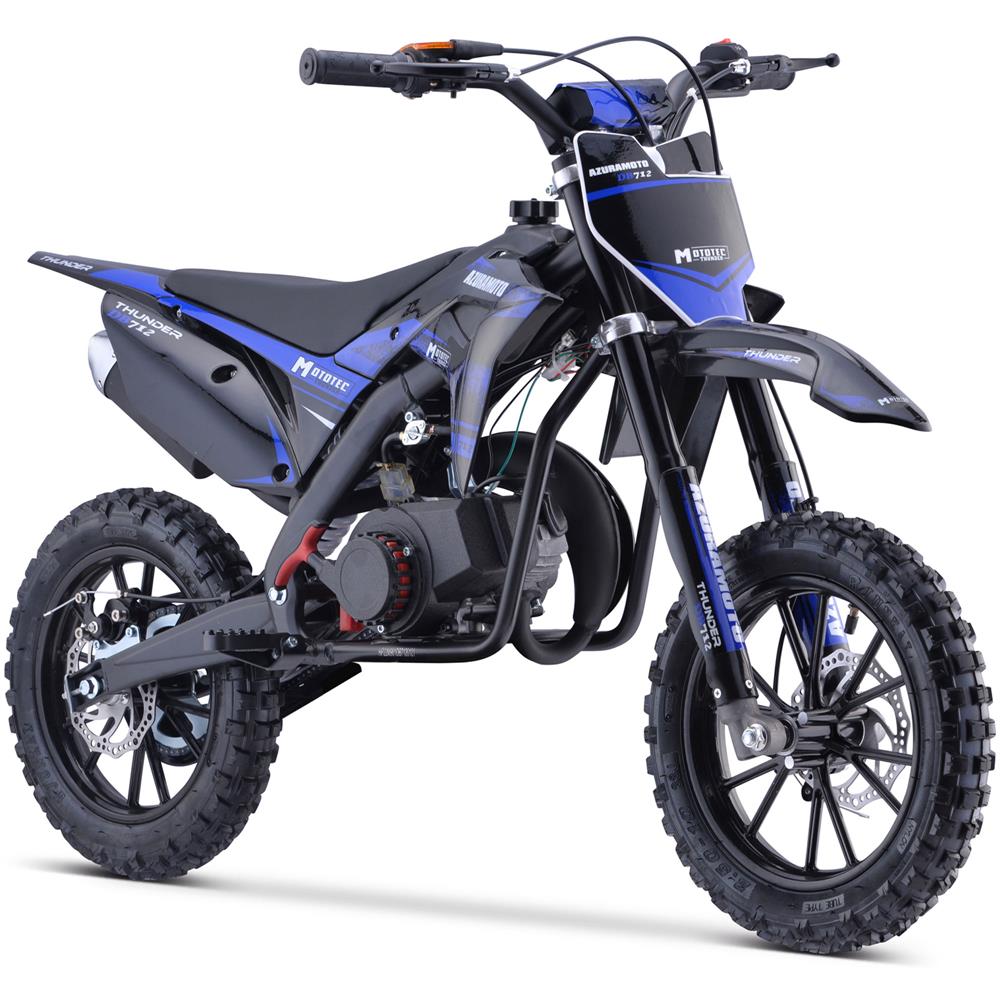 MotoTec Thunder 50cc 2.4HP 2 Stroke Blue Kids Gas Powered Dirt Bike