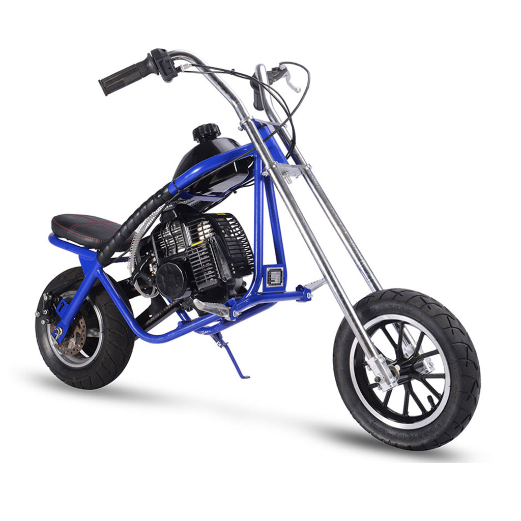 MotoTec 49cc 2 Stroke Blue Gas Powered Mini Chopper