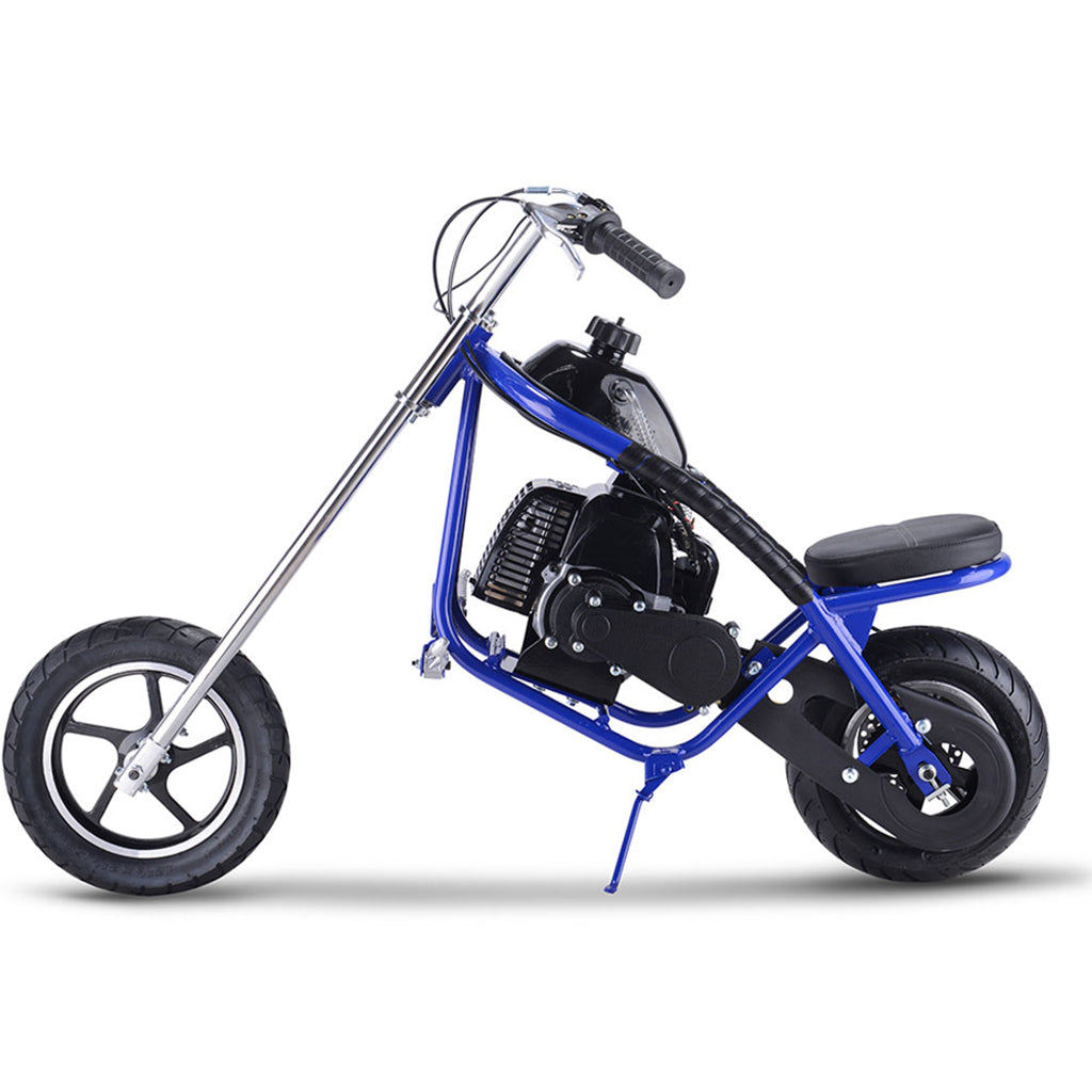 MotoTec 49cc Stroke Blue Gas Powered Mini Chopper Zoom