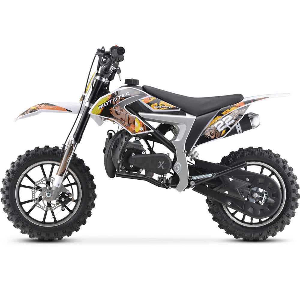 MotoTec Demon 50cc 2.4HP 2-Stroke Kids Gas-Powered Dirt Bike