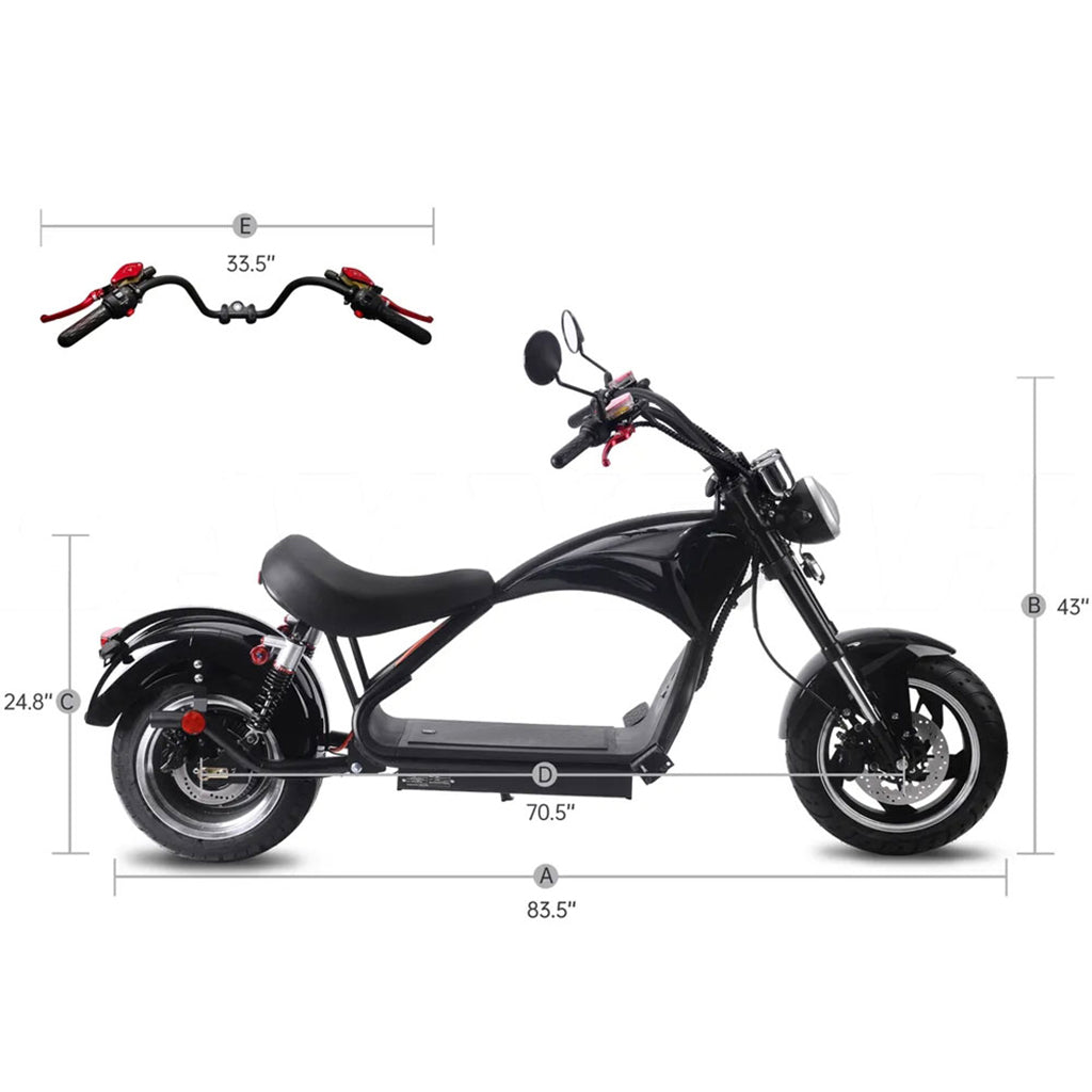 MotoTec Lowboy 60v 20ah 2500w Lithium Electric Scooter Black