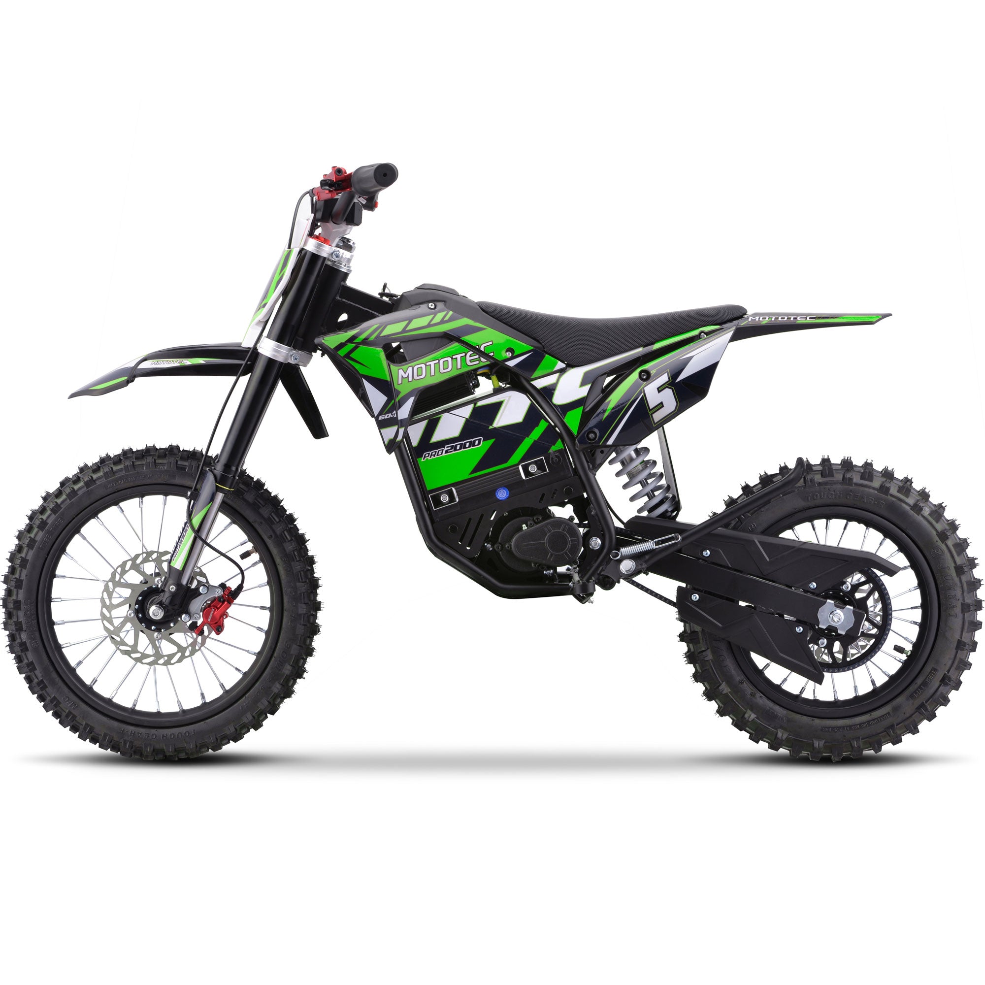 MotoTec 60v Pro Electric Dirt Bike 2000W Lithium Green Zoom
