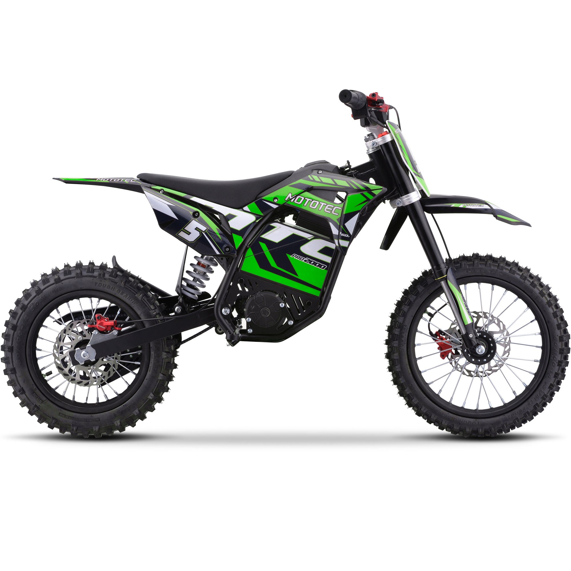 MotoTec 60v Pro Electric Dirt Bike 2000W Lithium Green - Zoom Electric ...