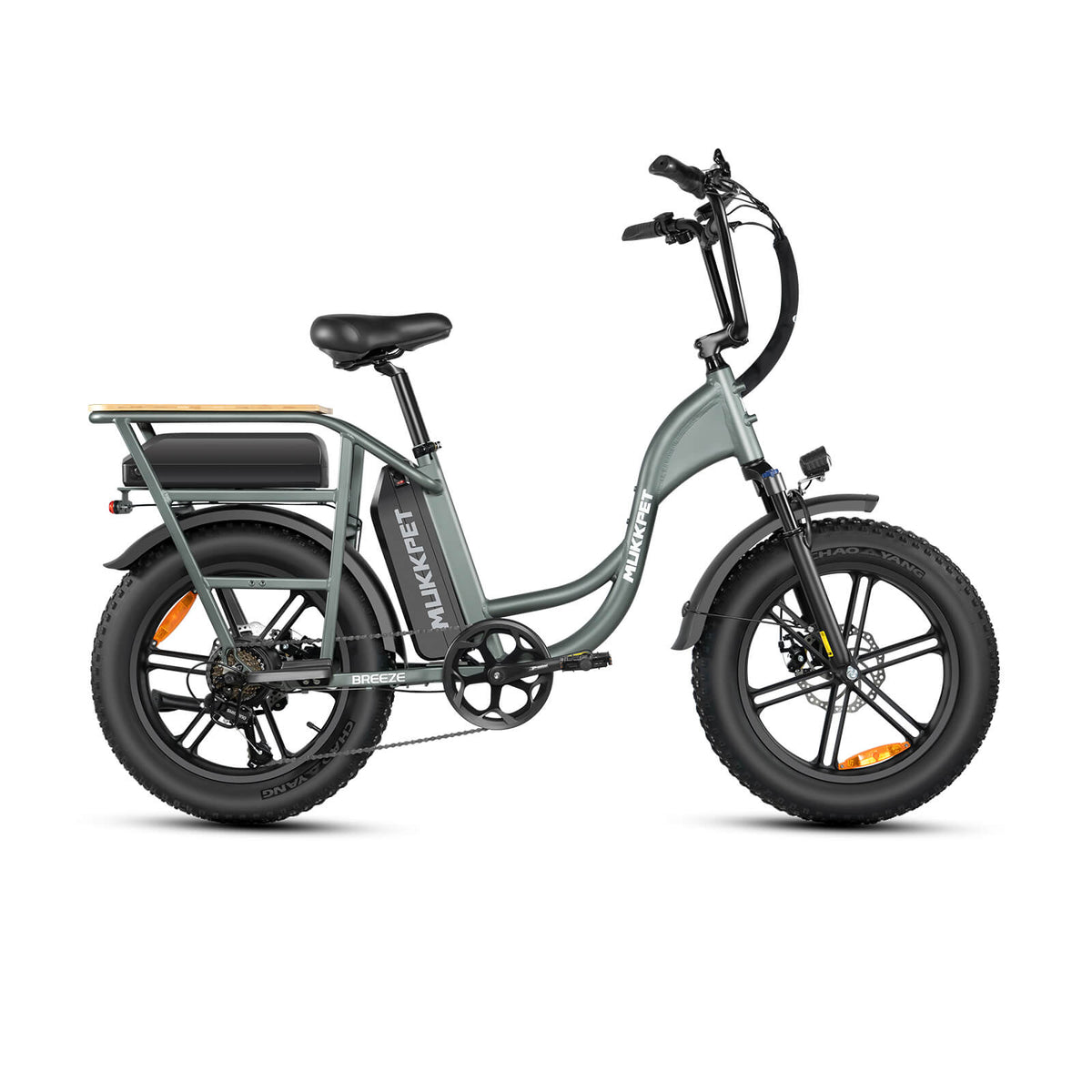 Mukkpet Breeze 750W 48V Dual Battery Step Thru Electric Cargo Utility Bike Side