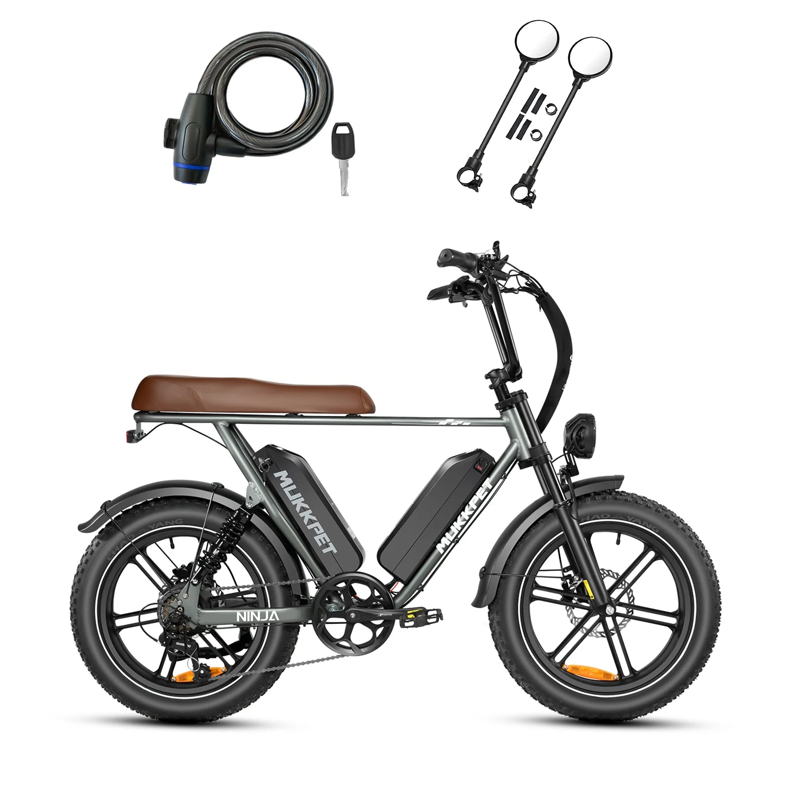 Mukkpet Ninja 750W 48V Dual Battery (Motorcycle-Style) Fat Tire Electric Bike