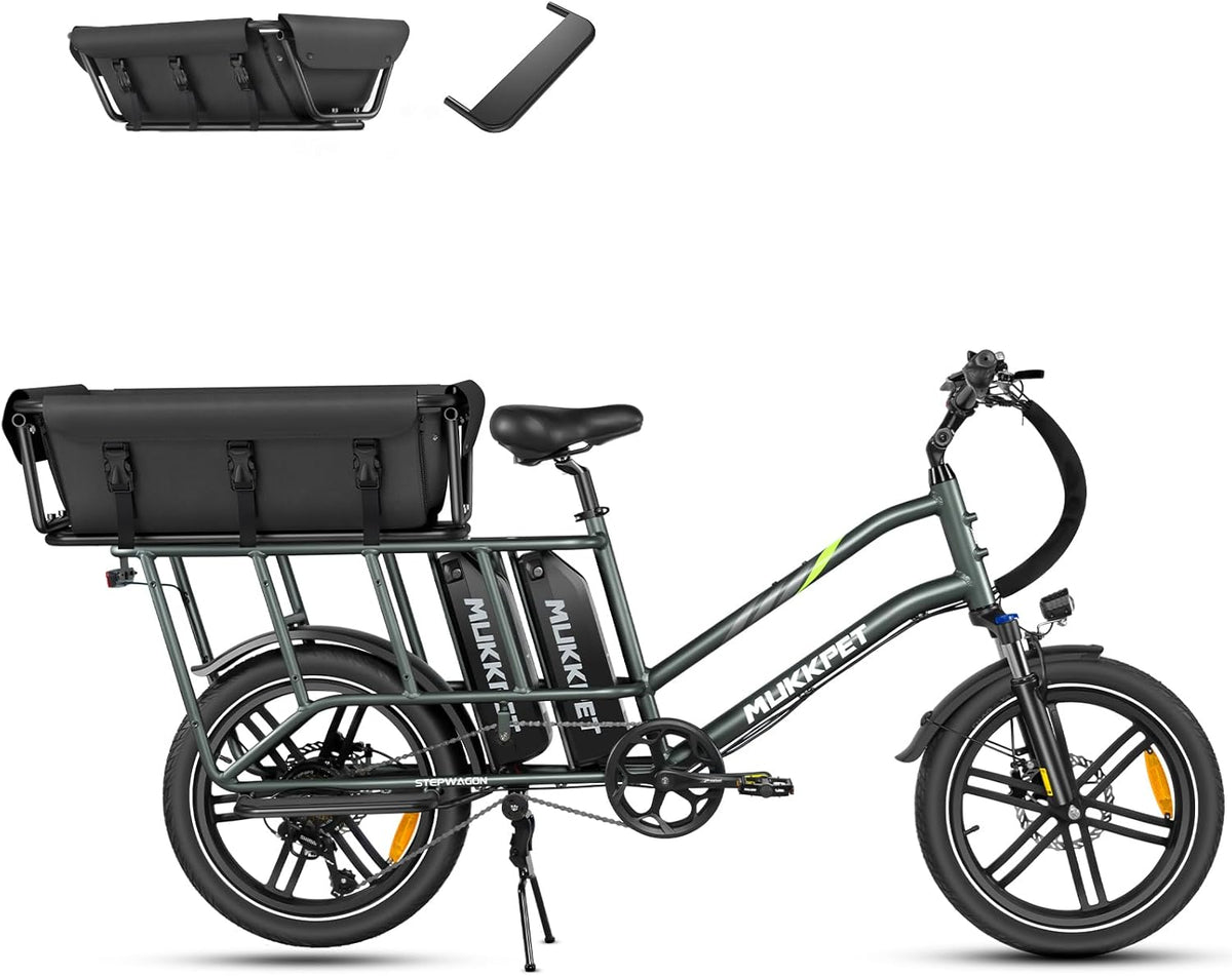 Mukkpet Stepwagon 48V Dual-Battery Step-Thru Cargo Utility Electric Bike