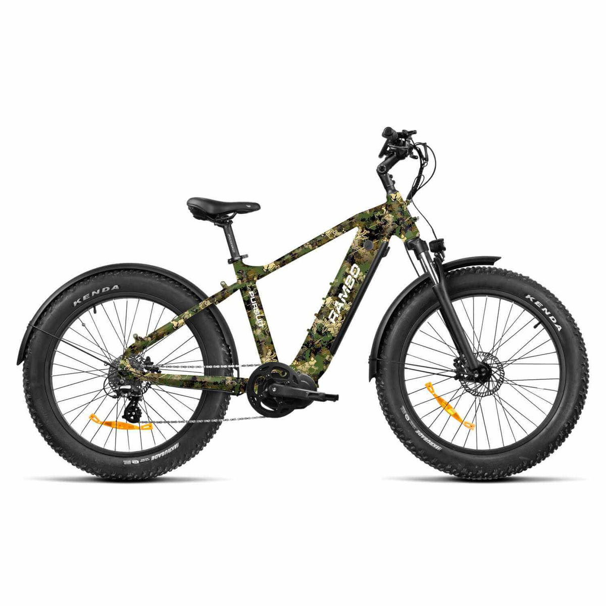 RAMBO Pursuit 2.0 750W 48V Full Frame Fat Tire Electric Bike Mid Drive Camo Hunting Bike