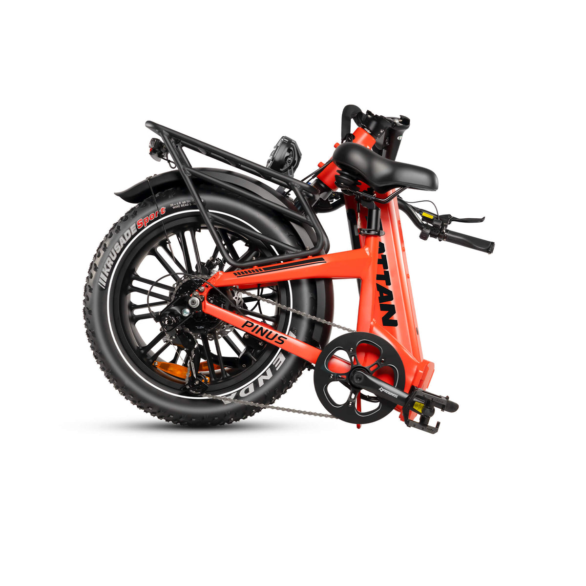 Red Foldedd Rattan Pinus 750W 48V Step Through Fat Tire Electric Bike