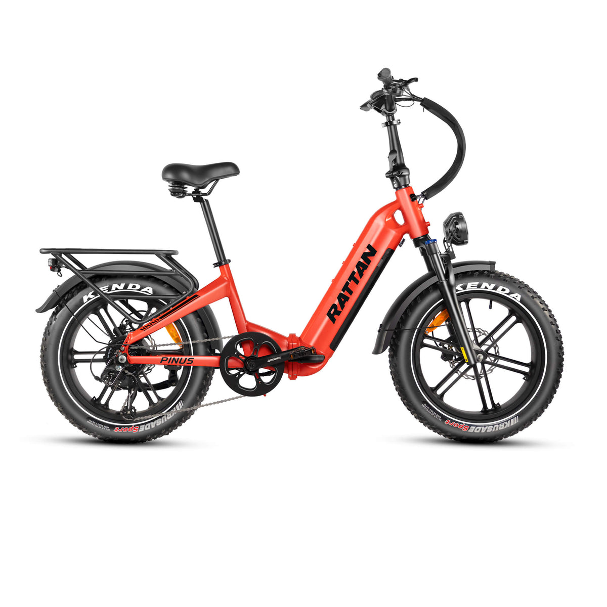 Red Rattan Pinus 750W 48V Step Through Fat Tire Electric Bike