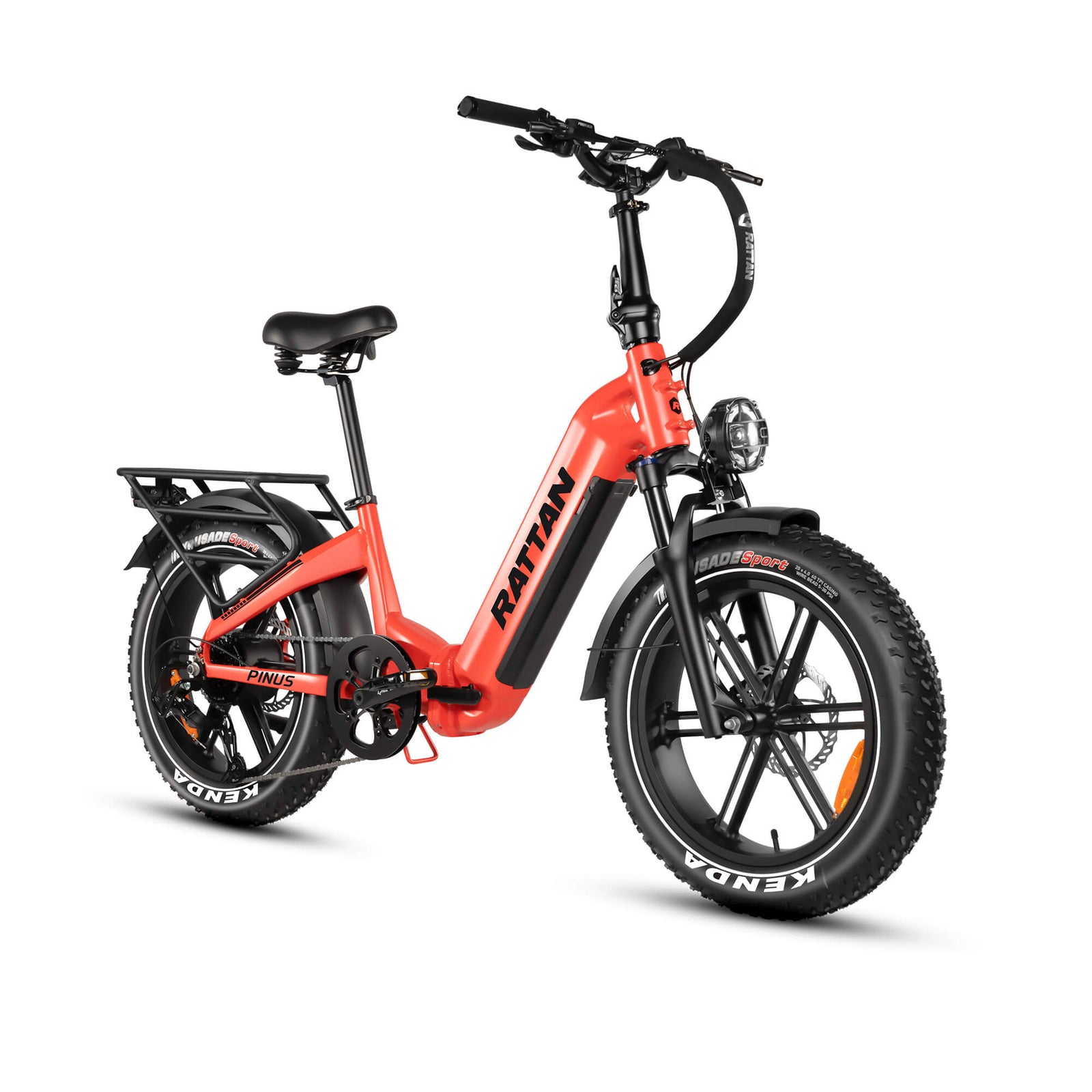 Red Side Rattan Pinus 750W 48V Step Through Fat Tire Electric Bike