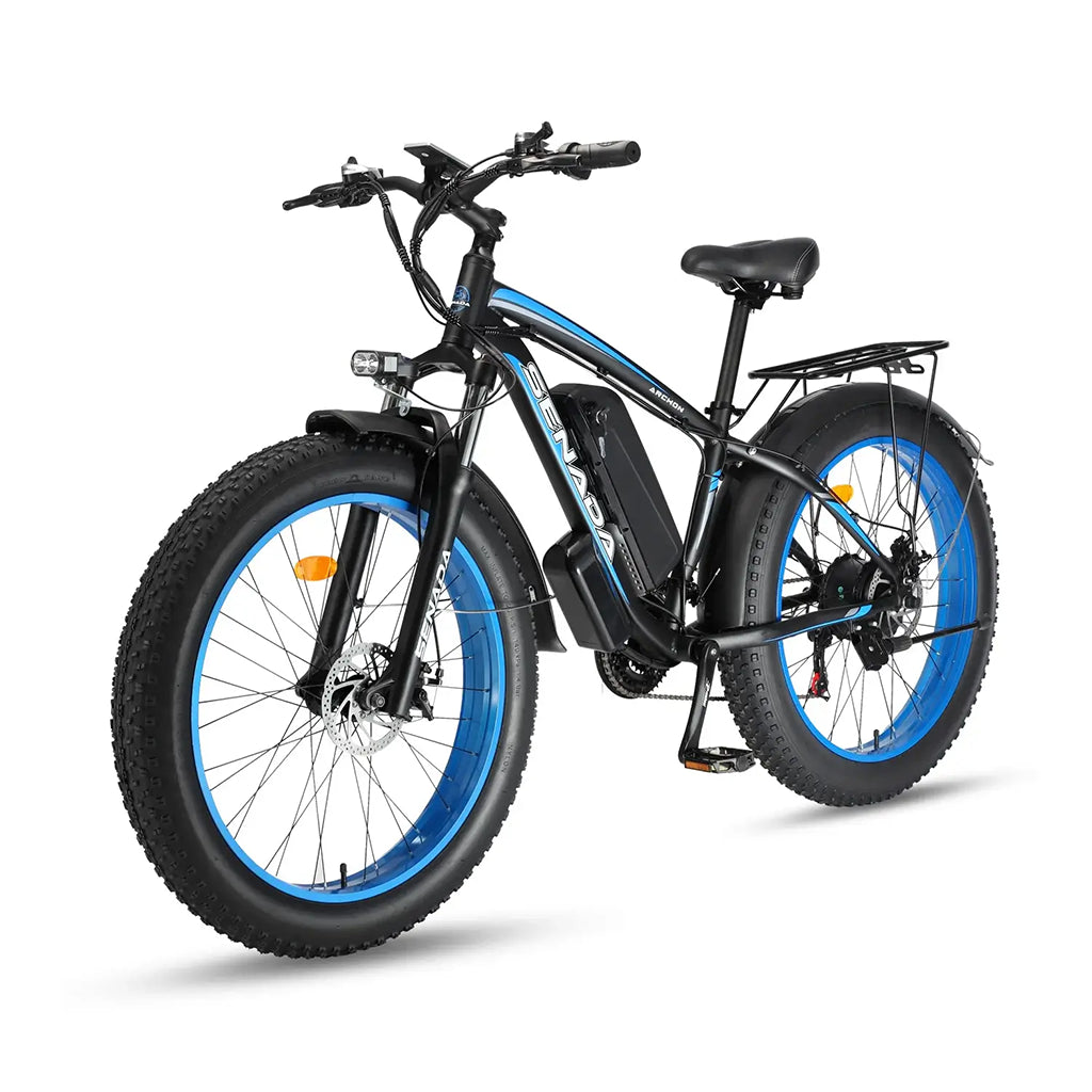 Senada Archon 1000W 48V 17.5Ah All Terrain Fat Tire Electric Mountain Bike Blue Left Slant