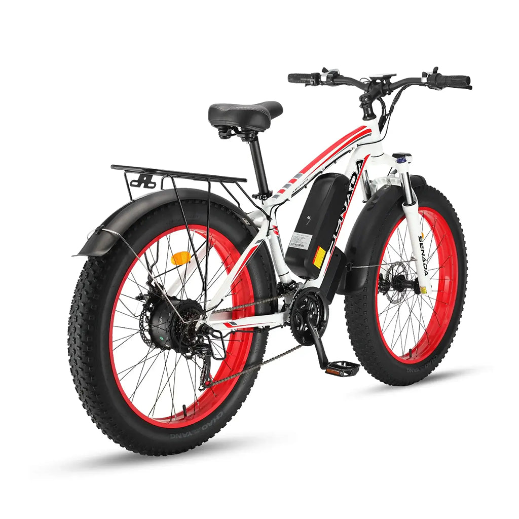 Senada Archon 1000W 48V 17.5Ah All Terrain Fat Tire Electric Mountain Bike White Rear