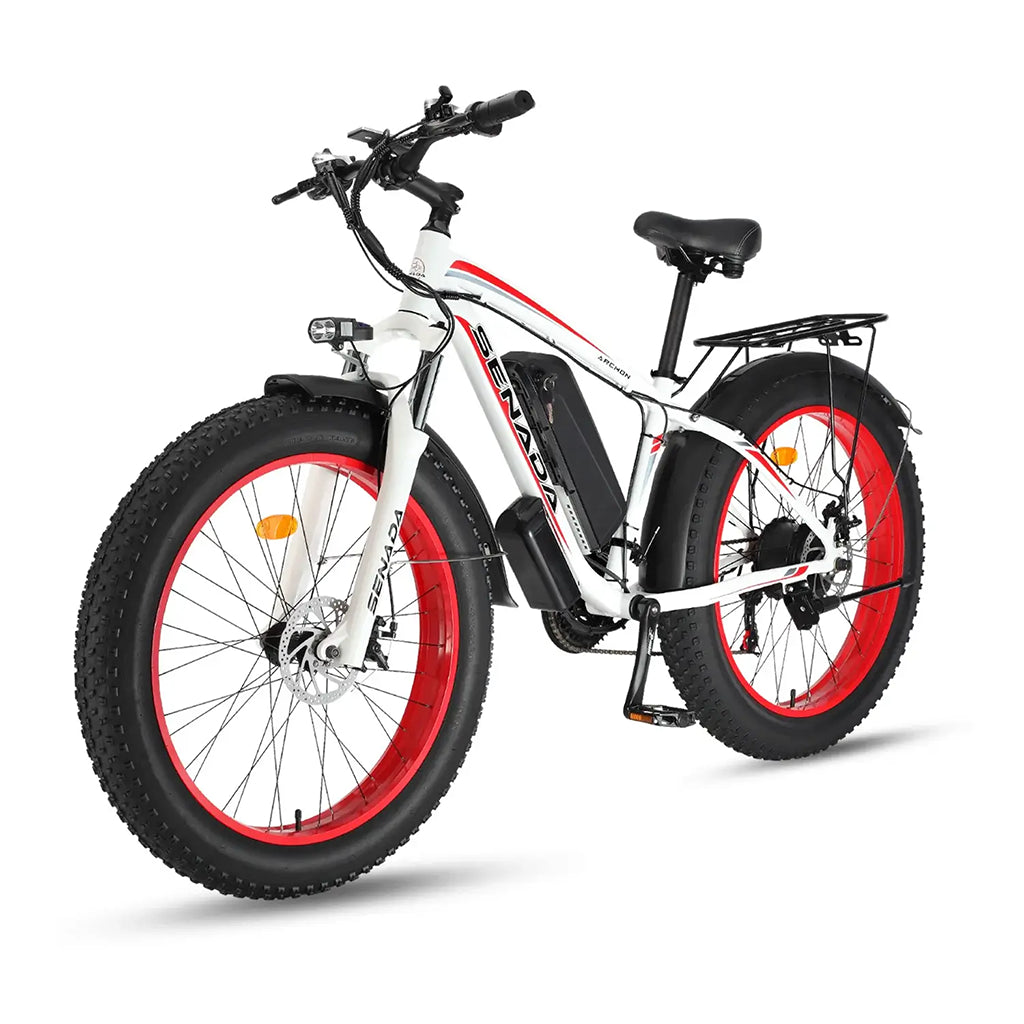 Senada Archon 1000W 48V 17.5Ah All Terrain Fat Tire Electric Mountain Bike White Left Slant
