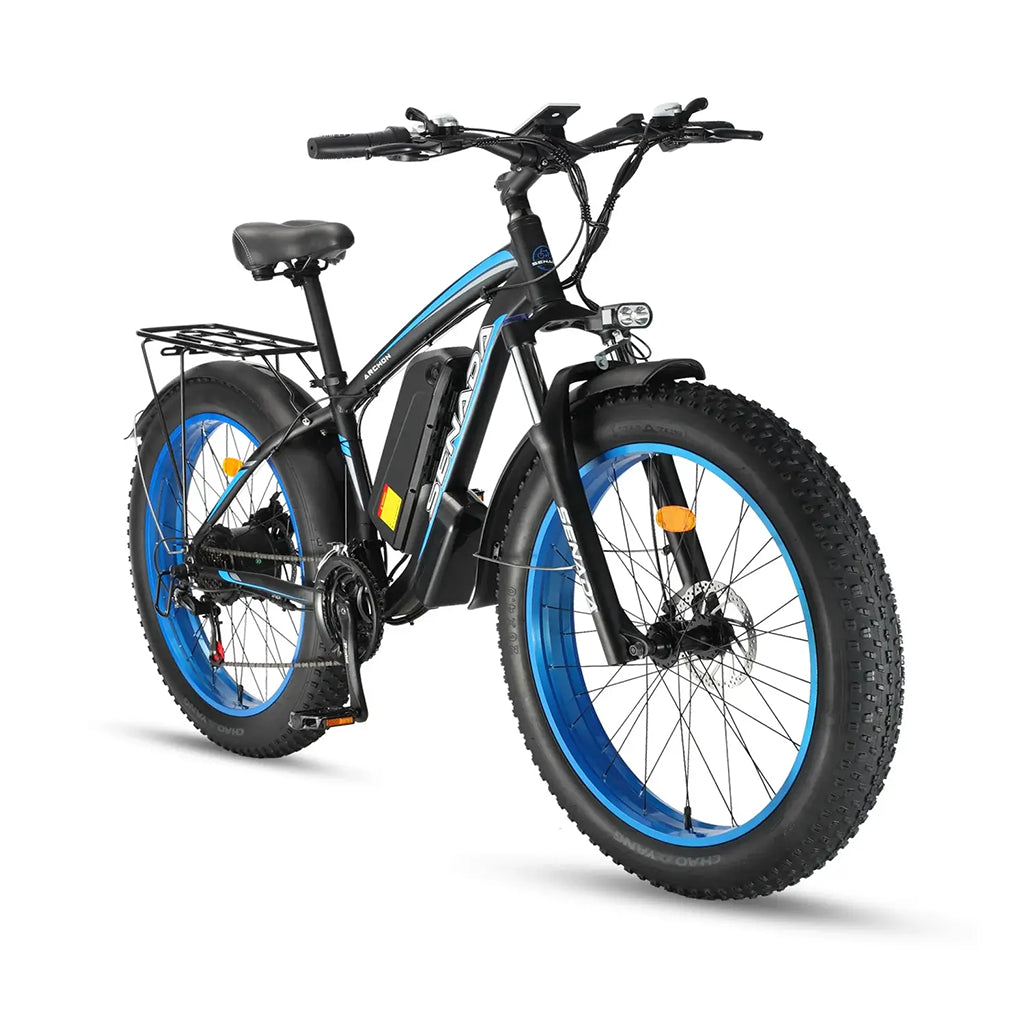 Senada Archon 1000W 48V 17.5Ah All Terrain Fat Tire Electric Mountain Bike Blue Right Slant