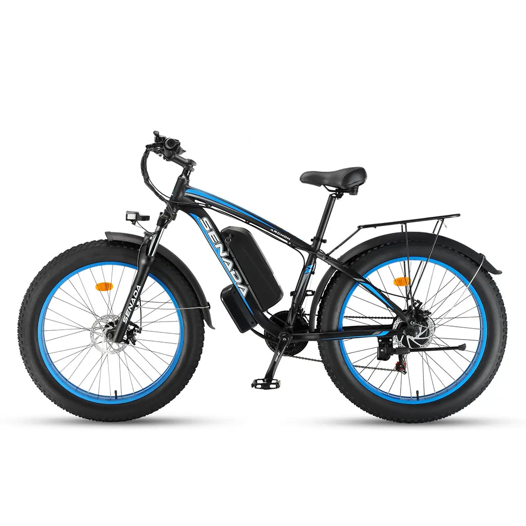 Senada Archon 1000W 48V 17.5Ah All Terrain Fat Tire Electric Mountain Bike Blue Left Side