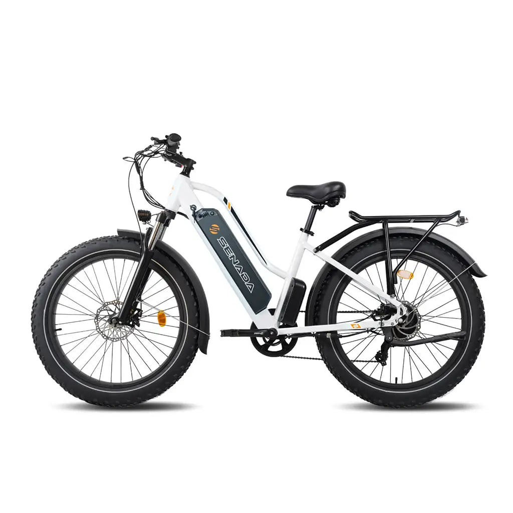 Senada Herald 1000W 48V 15Ah All Terrain Fat Tire Electric Mountain Bike White Left Side