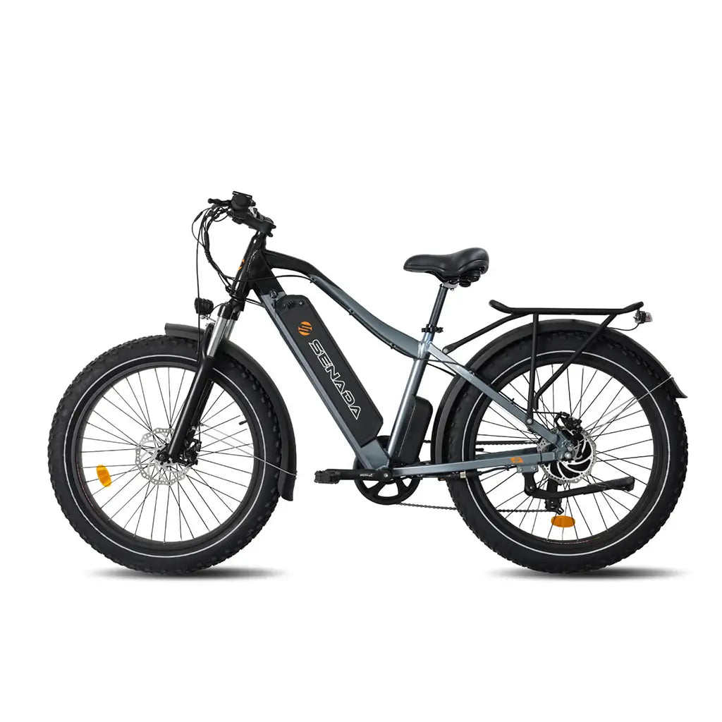 Senada Saber 1000W 48V 15Ah All Terrain Fat Tire Electric Mountain Bike Gray Left Side