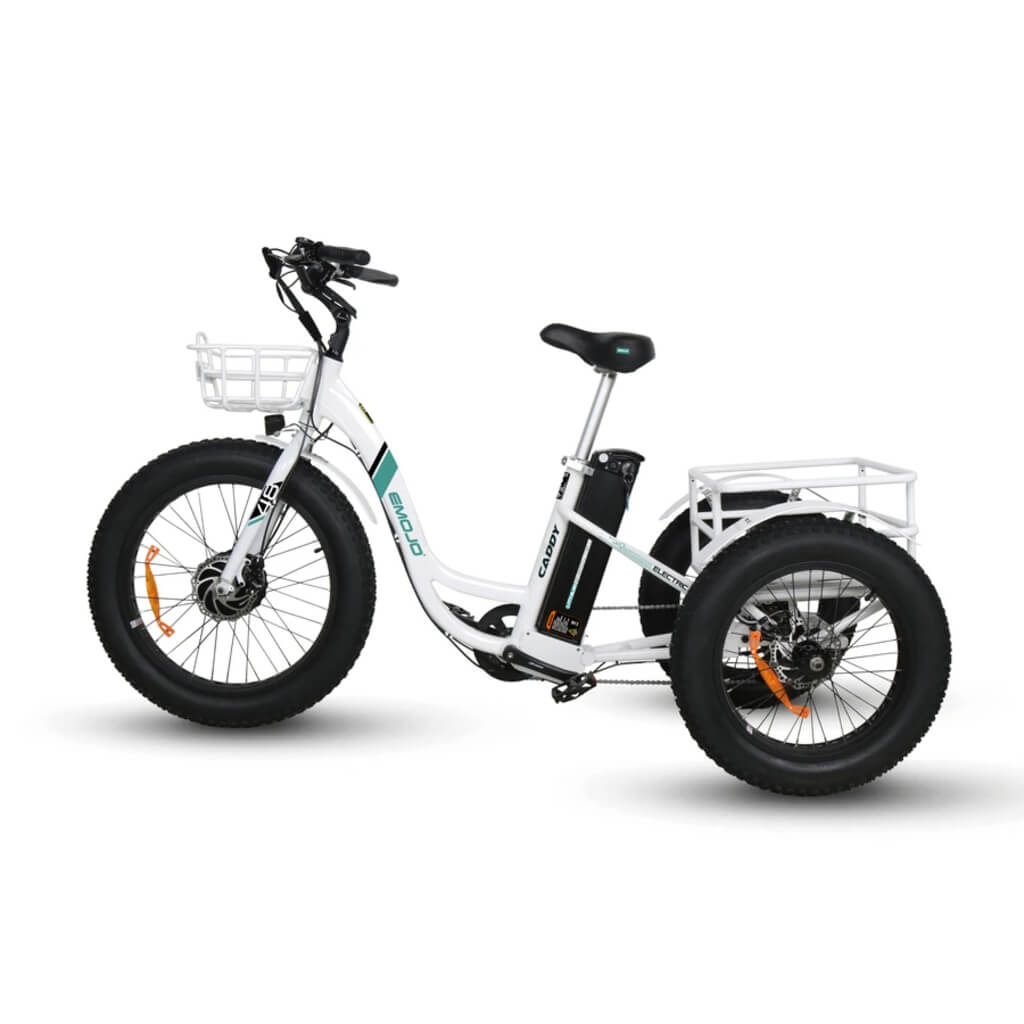 Emojo Caddy 500W 48V White Fat Tire Electric Trike Cargo 