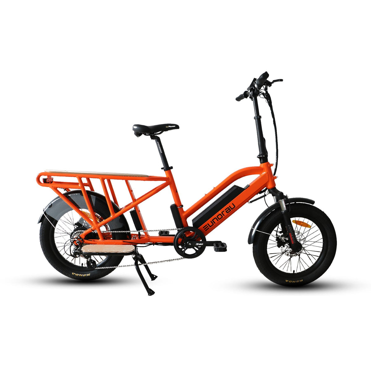 Orange Full View EUNORAU G30-CARGO 500W 48V Dual Battery Family Cargo Electric Bike