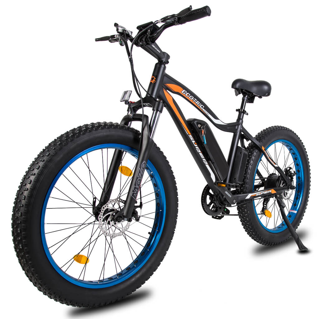 Ecotric Rocket 500W Beach Snow 36V Fat Tire Electric Bike blue left side