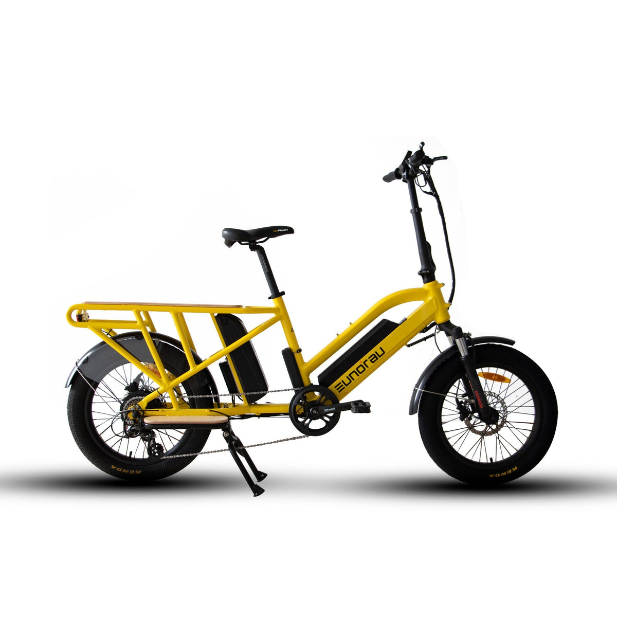 EUNORAU G30-CARGO 500W 48V Dual Battery Family Cargo Electric Bike - Yellow Side View