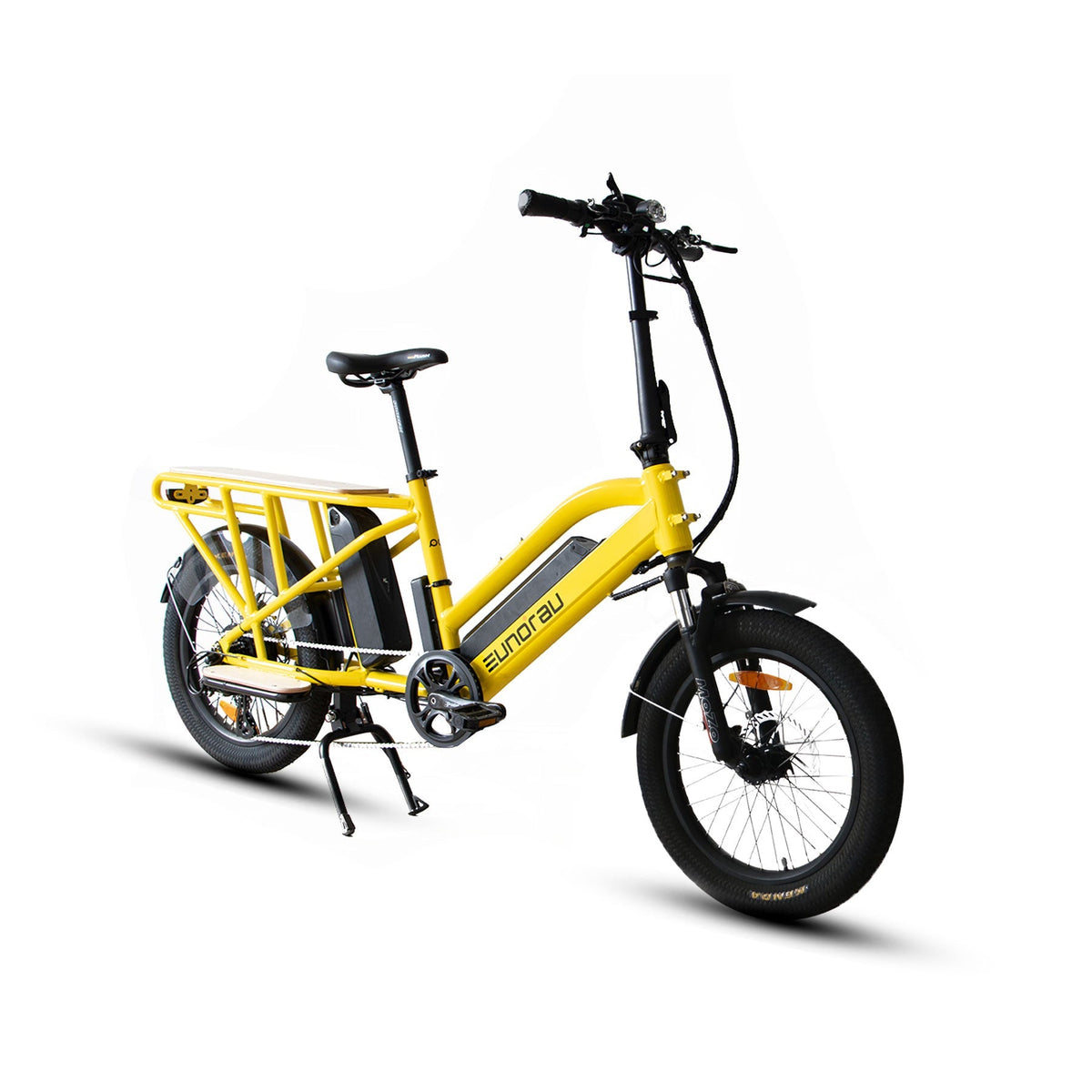 EUNORAU G30-CARGO 500W 48V Dual Battery Family Cargo Electric Bike - Yellow Angle