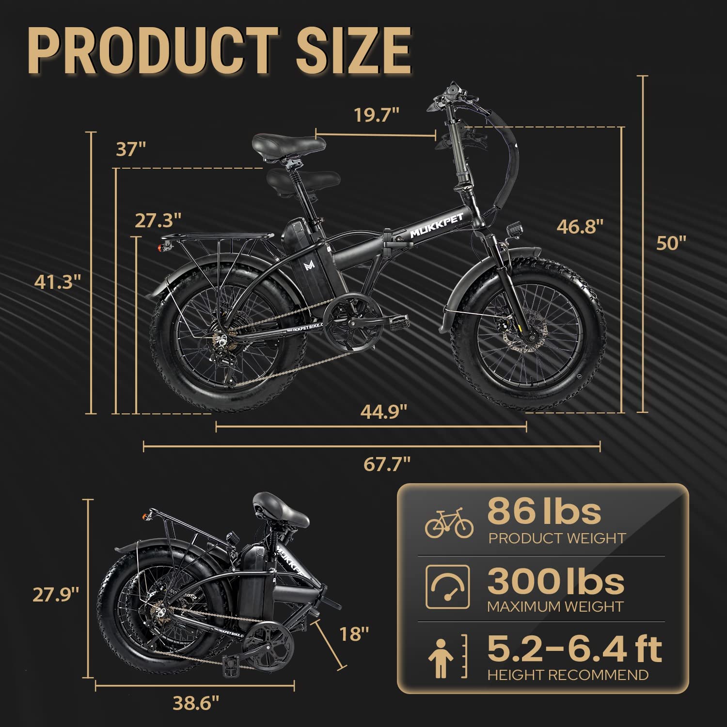 gm electric bicycles Mukkpet GM 500W 48V Step Over Folding Electric Bike