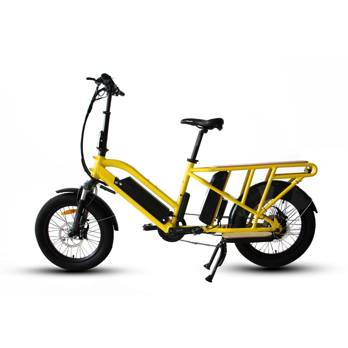 EUNORAU G30-CARGO 500W 48V Dual Battery Family Cargo Electric Bike - Side View Yellow