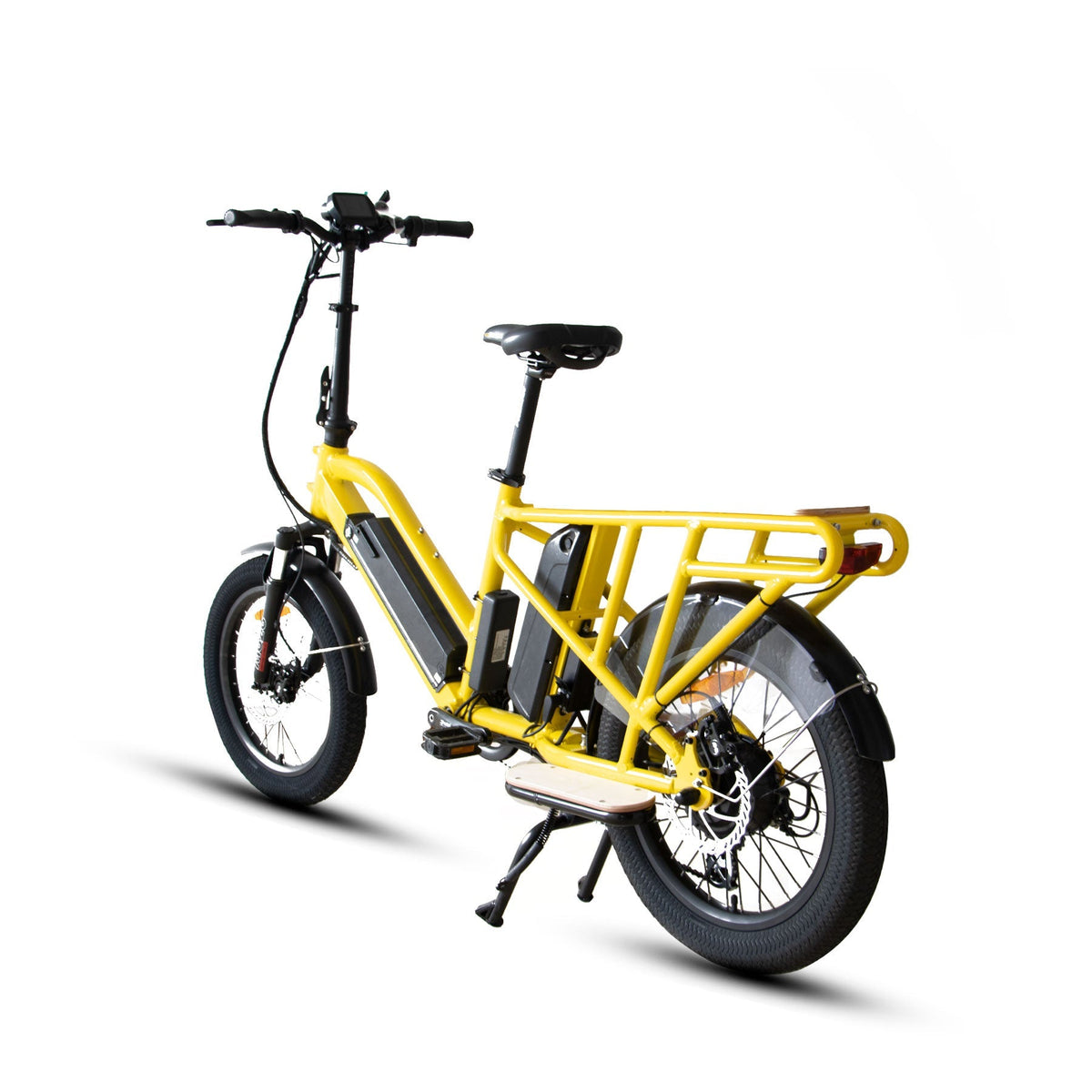 EUNORAU G30-CARGO 500W 48V Dual Battery Family Cargo Electric Bike Yellow Back View