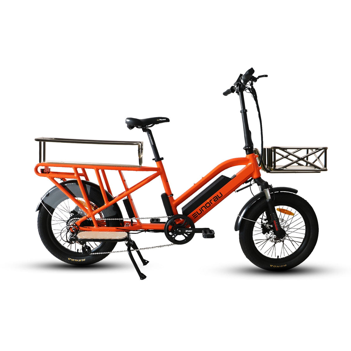 EUNORAU G30-CARGO 500W 48V Dual Battery Family Cargo Electric Bike Side Orange