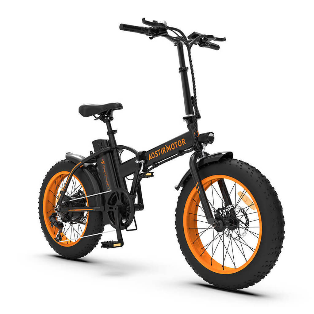 Aostirmotor A20 Fat Tire Folding Electric Bike 500W 36V_Black Orange
